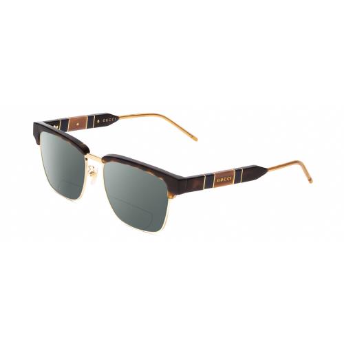 Gucci GG0605O Unisex Cateye Polarized Bifocal Sunglass Tortoise Havana Gold 52mm Grey