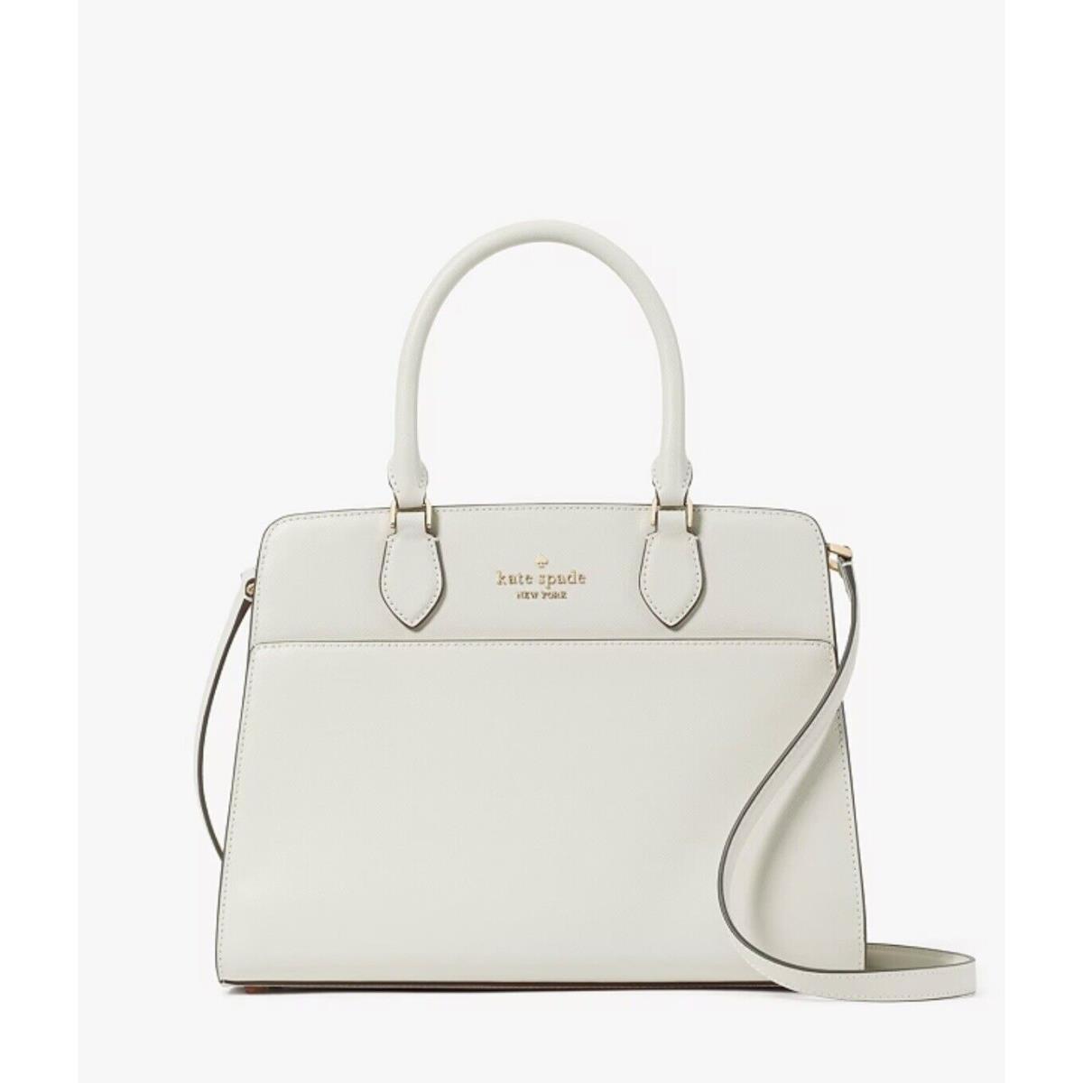 Kate Spade Madison Medium Satchel Shoulder Bag Tote Cream Meringue KC436 - Handle/Strap: Meringue, Hardware: Gold, Exterior: Cream Meringue Parchment