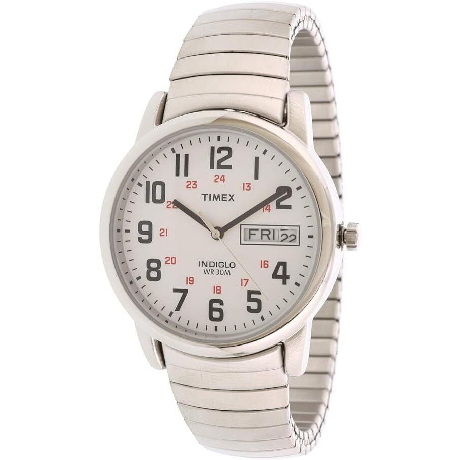 Timex T2N091 Men`s Easy Reader Silver Stainless Steel Expansion Band Watch