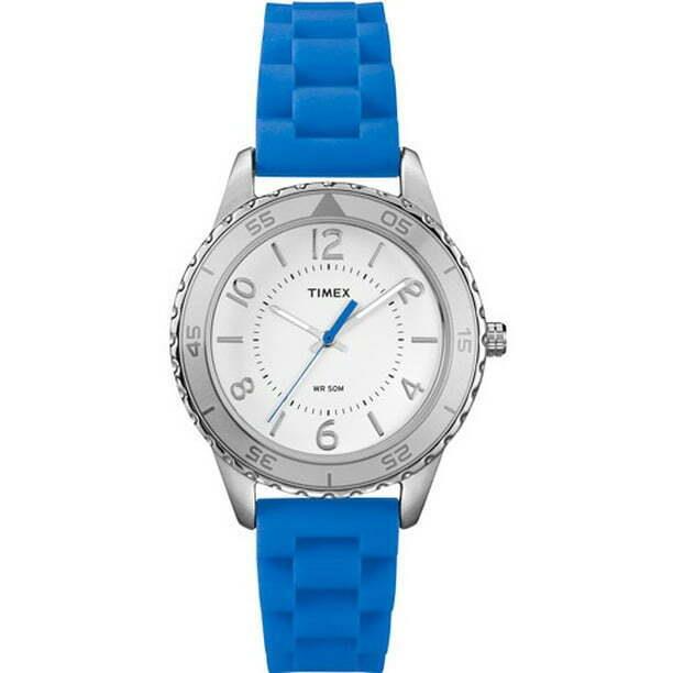 Timex T2P021 Women`s Kaleidoscope Stainless Steel Blue Silicone Strap Watch