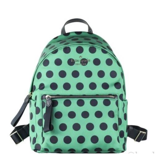 Kate Spade Chelsea Medium Nylon Green Delightful Dot Backpack Shoulder Bookbag