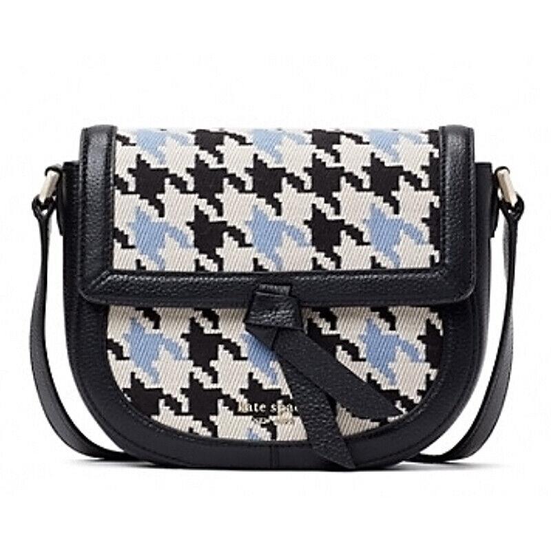 Kate Spade Knott Houndstooth Medium Saddle Crossbody k4392