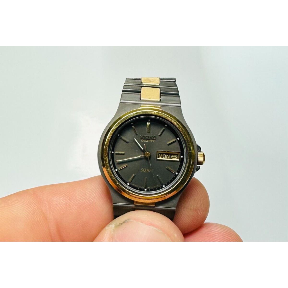 Women`s Two-toned Black Gold Seiko Quartz Watch 2A23-0260