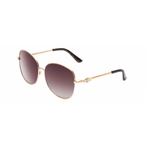 Guess GF6100 Womens Round Designer Sunglasses Gold Crystals/brown Gradient 60 mm