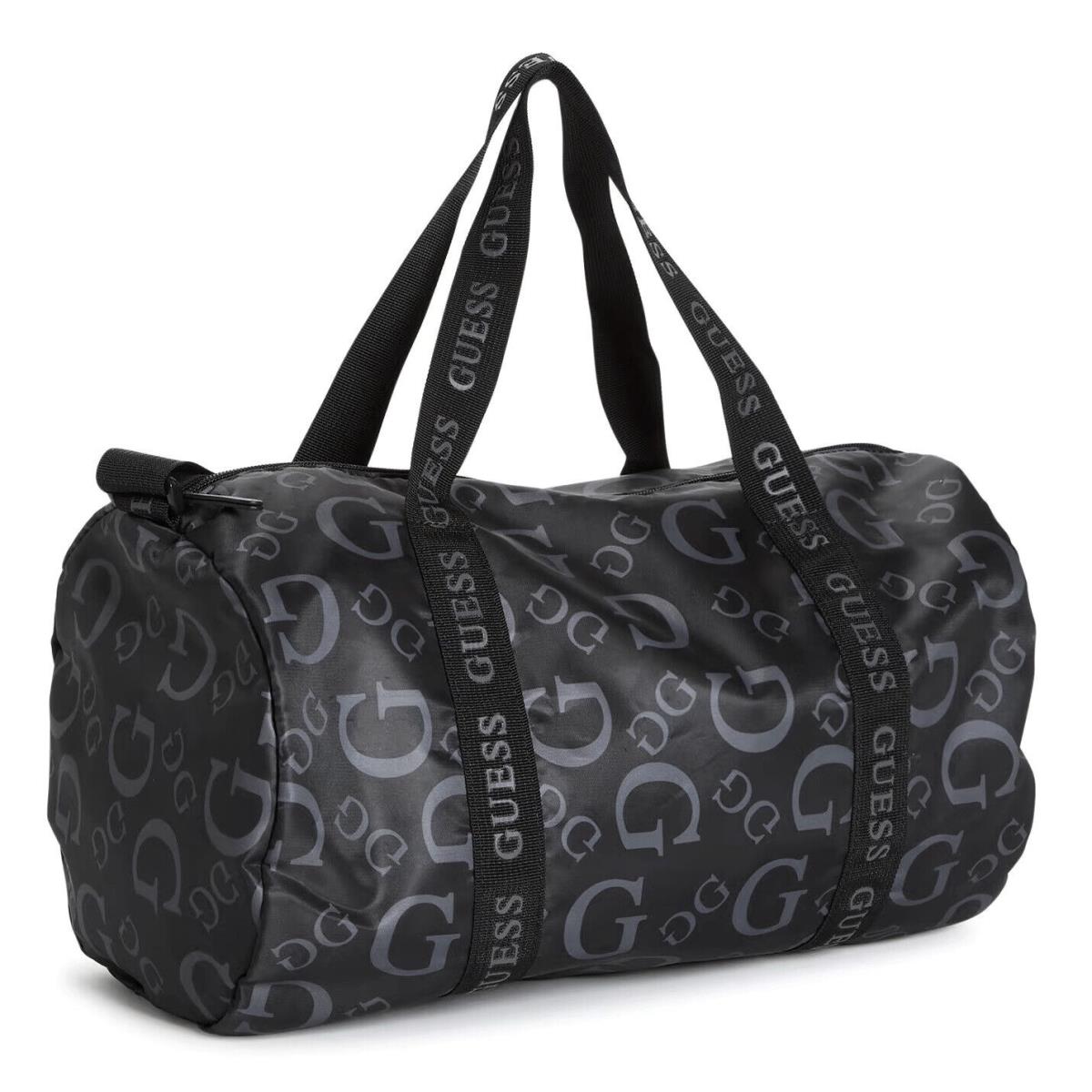 Guess Grey Logo Black Gym Weekend Travel Lightweight Small Duffle Bag