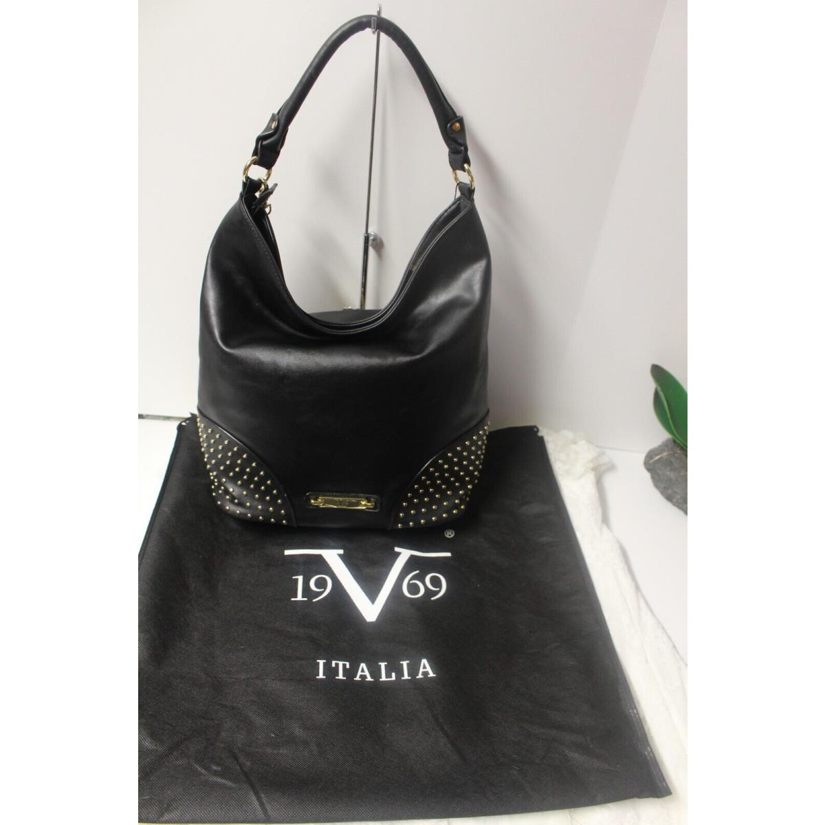 VERSACE 19.69 Abbigliamento Sportivo SRL Milano Italia Patent Tote Black  Handbag - Women's handbags