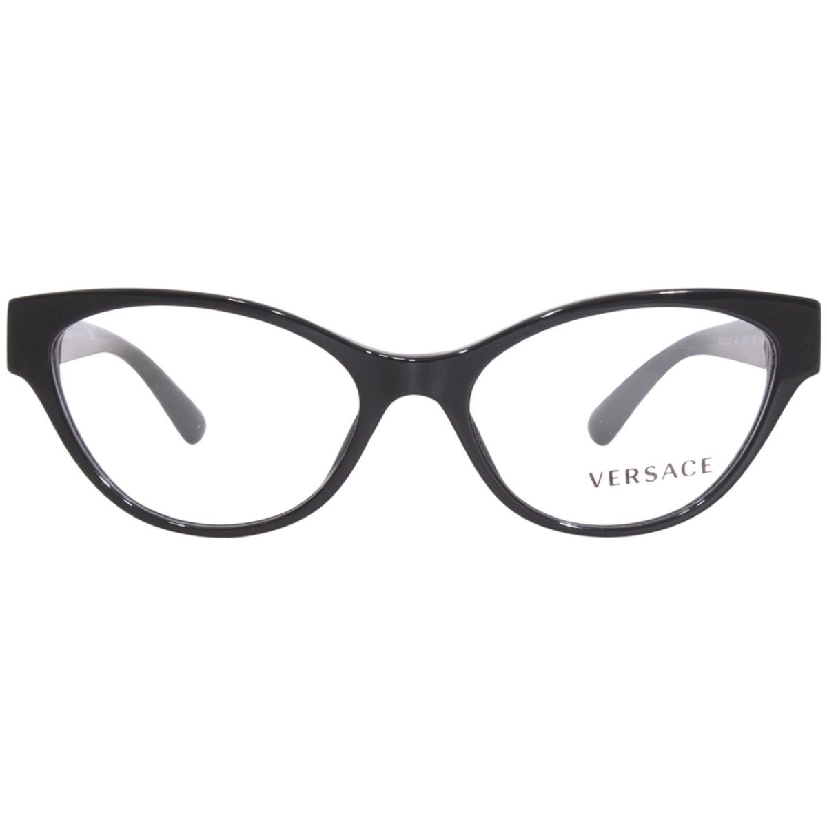 Versace 3305 GB1 Eyeglasses Frame Women`s Black Full Rim Cat Eye Shape 53-mm