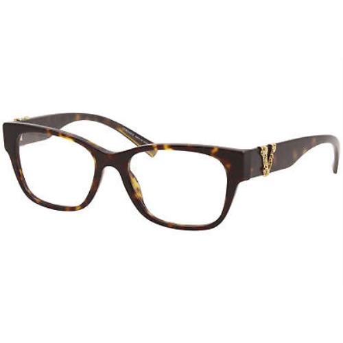 Versace 3283 108 Eyeglasses Women`s Dark Havana Square Optical Frame 54mm