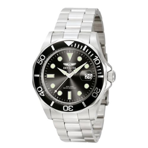 Invicta Men`s 0590 Pro Diver Collection Black Dial Stainless Steel Watch