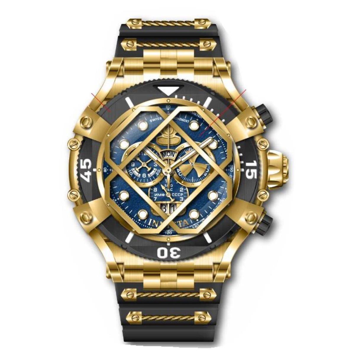 Invicta Men`s Pro Diver Gold Black Dial Chronograph Quartz Open Case Watch 37178