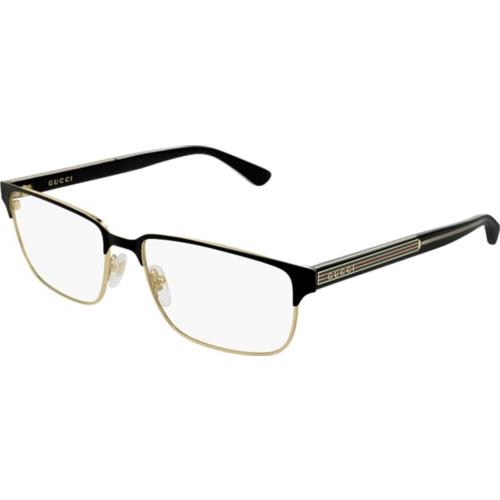 Gucci RX Eyeglasses GG 0383O-005 Black Gold w/ Demo Lens 58mm