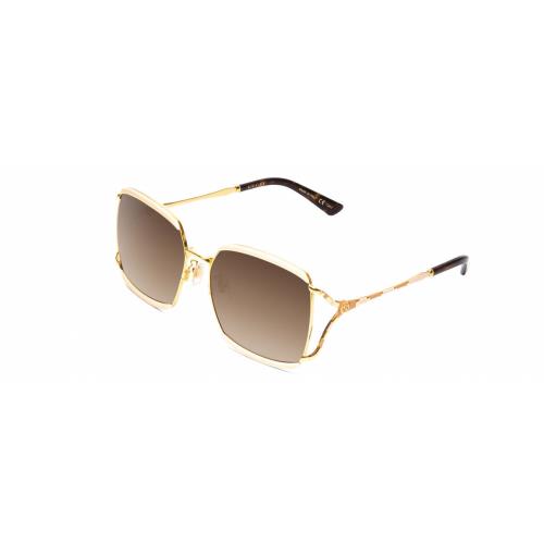 Gucci GG0593SK Womens Oversized Sunglasses Ivory/gold/tortoise Havana/brown 59mm