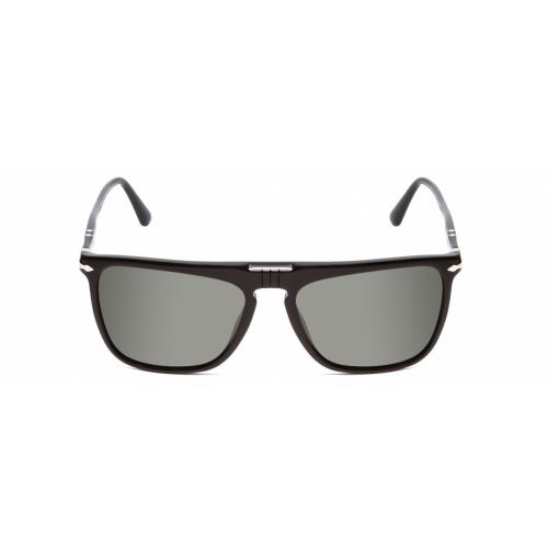 Persol PO 3225S Unisex Designer Sunglasses in Black Silver/polarized Green 56 mm