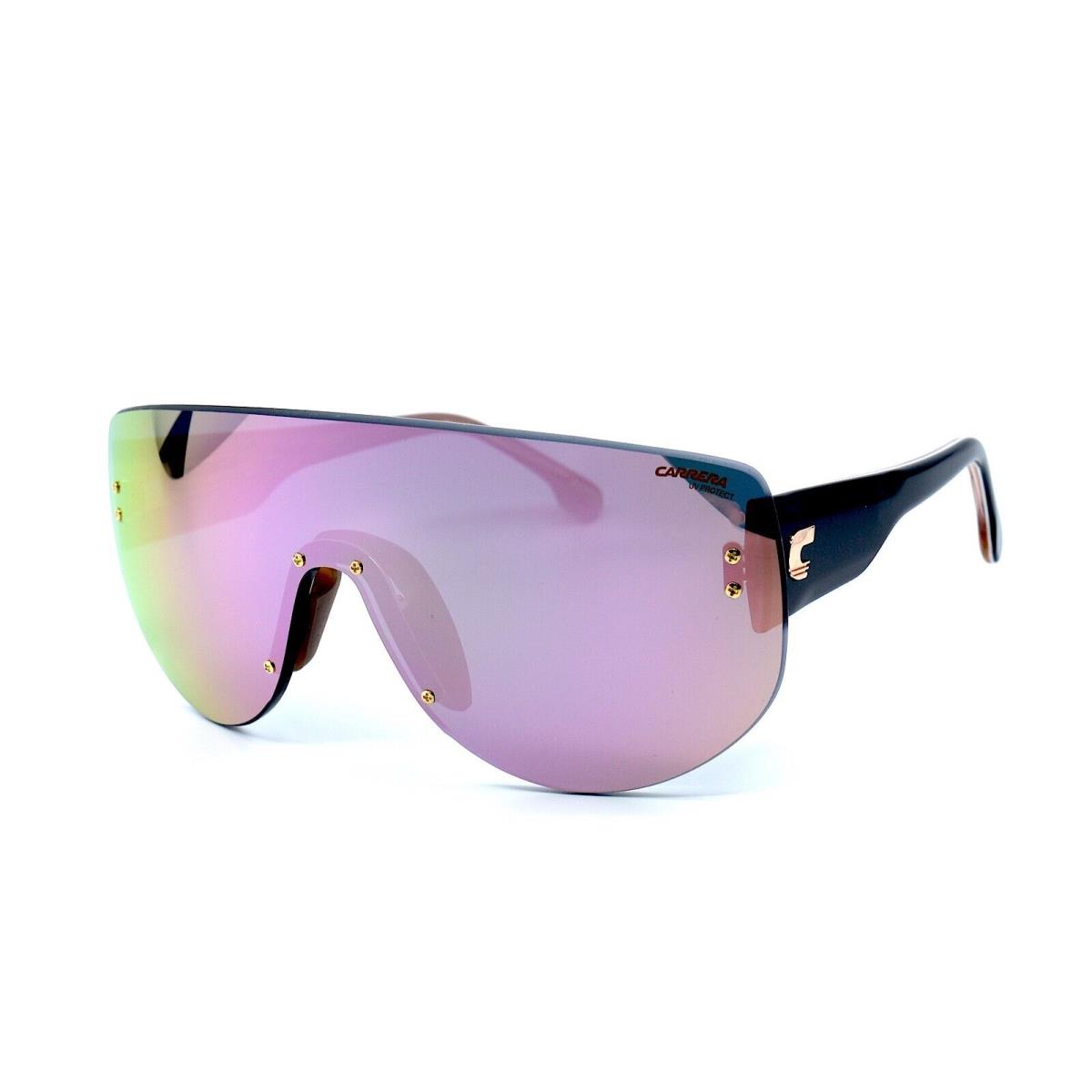 Carrera FLAGLAB-12 Pink Mirror Black Shield Sunglasses W/case - Frame: Black, Lens: Pink