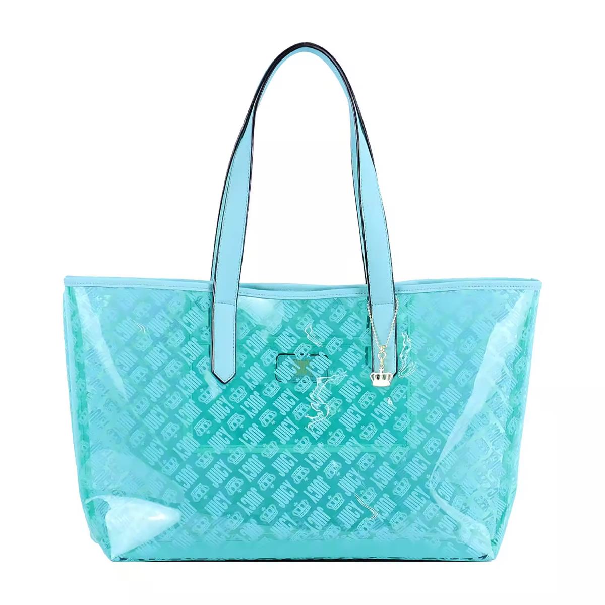 Juicy Couture Large Beach Tote Bag Clear Aqua Logo Package