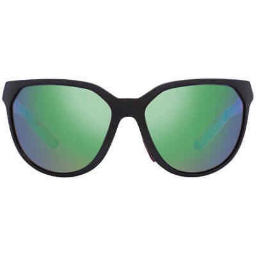 Costa Del Mar Mayfly Green Mirror Polarized Glass Cat Eye Ladies Sunglasses - Frame: Black, Lens: Green
