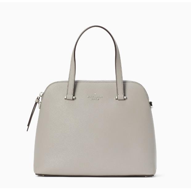 Kate Spade Maise Medium Dome Leather Satchel Bag Soft Taupe Pack