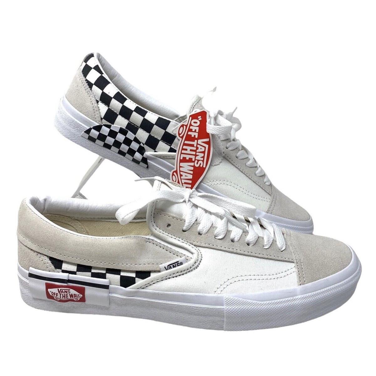 Vans Slip On Cream Check Sneakers Suede Canvas Shoes Skate Men Custom ALSU01255