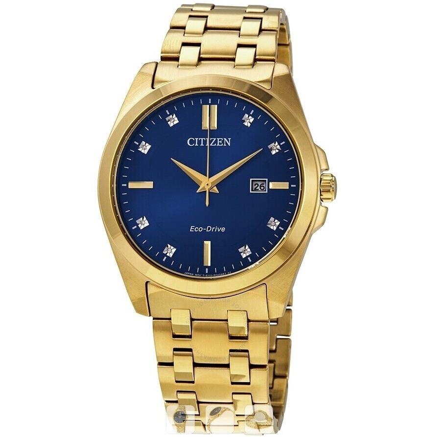 Citizen BM7103-51L Eco-drive Blue Date Indicator Dial Gold Mens Watch