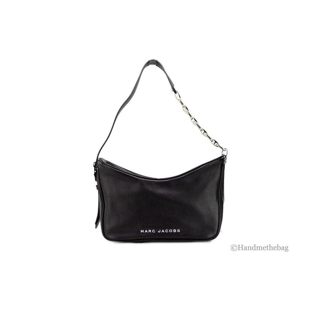 Marc Jacobs Tempo Small Black Smooth Leather Hobo Convertible Shoulder Bag Purse