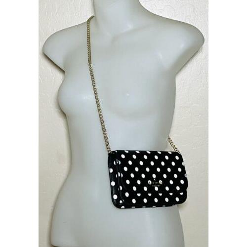 Kate Spade Cheers Charming Polka Dot Gift Boxed Chain Crossbody Clutch Bag Black