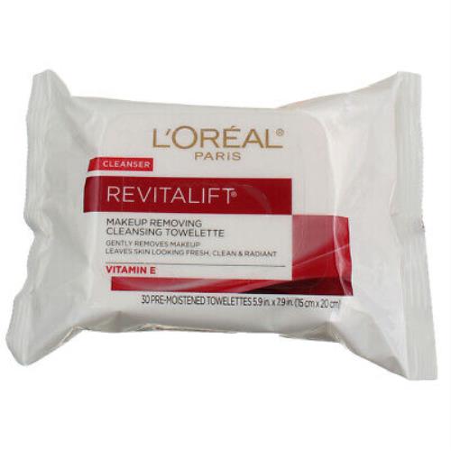 5 Pack L`oreal Paris Revitalift Makeup Remover Towelettes 30 Ct