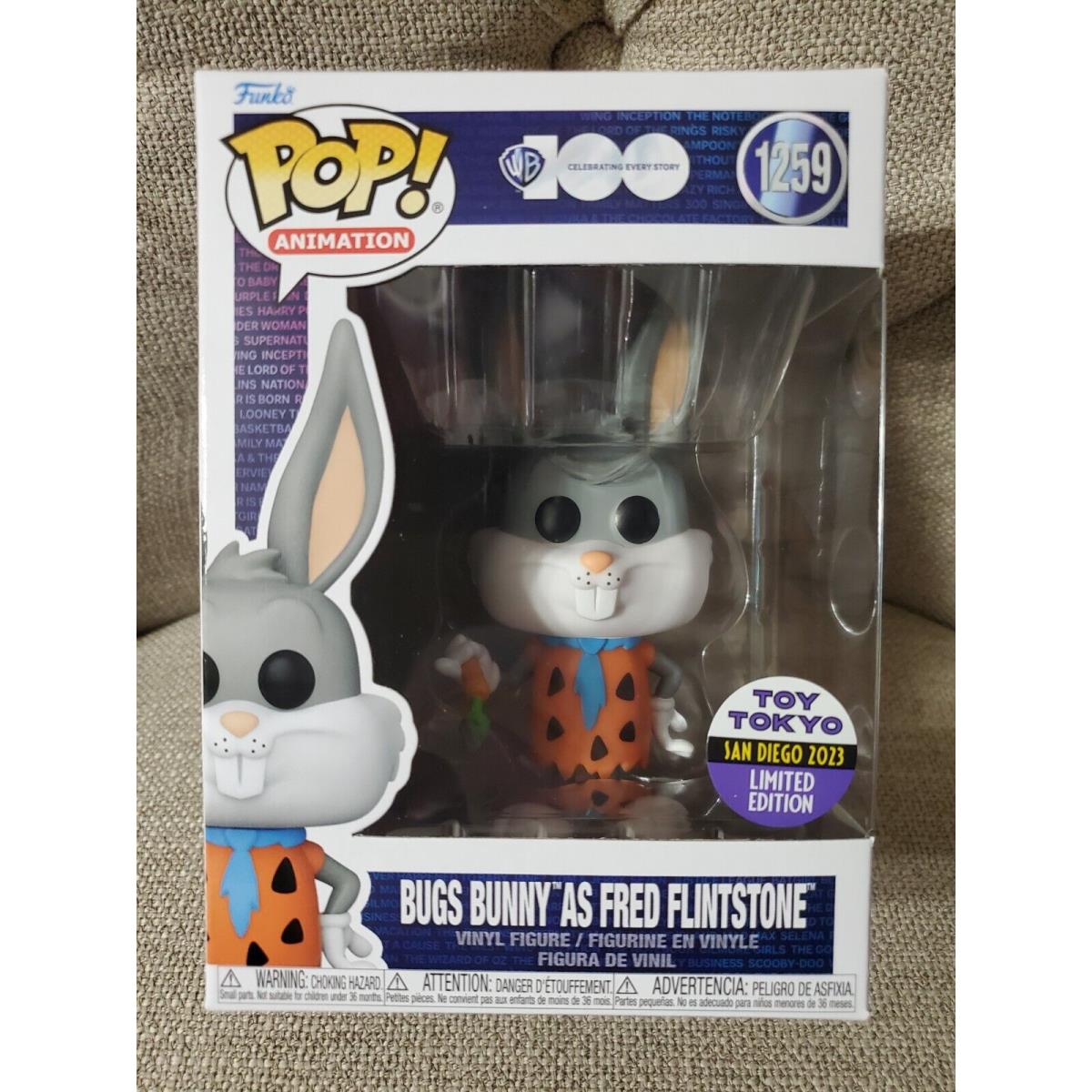 Funko Pop Bugs Bunny As Fred Flintstone 1259 Sdcc 2023 Toy Tokyo LE Figure