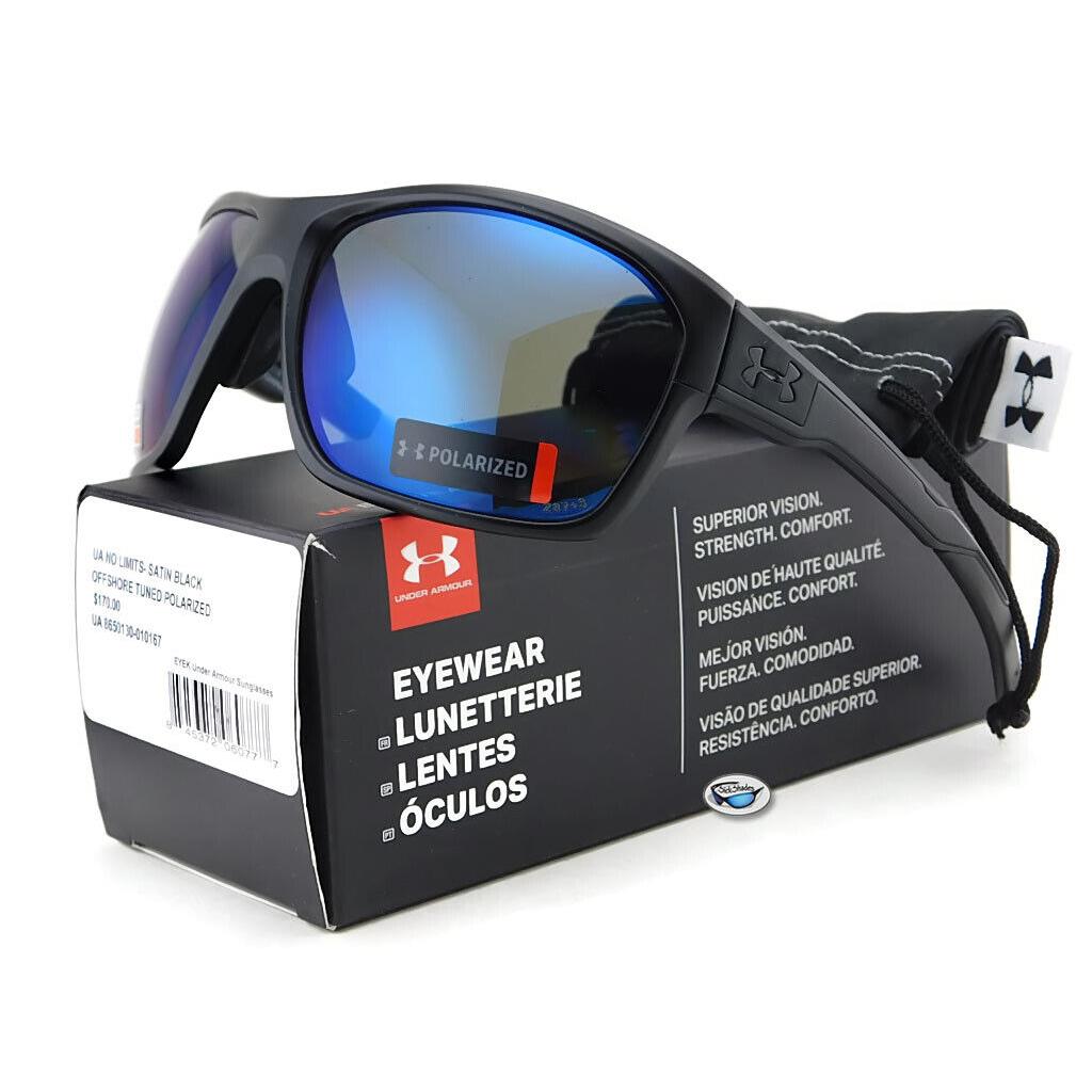 Under Armour NO Limits Polarized Sunglasses Satin Black / Offshore Blue Lens