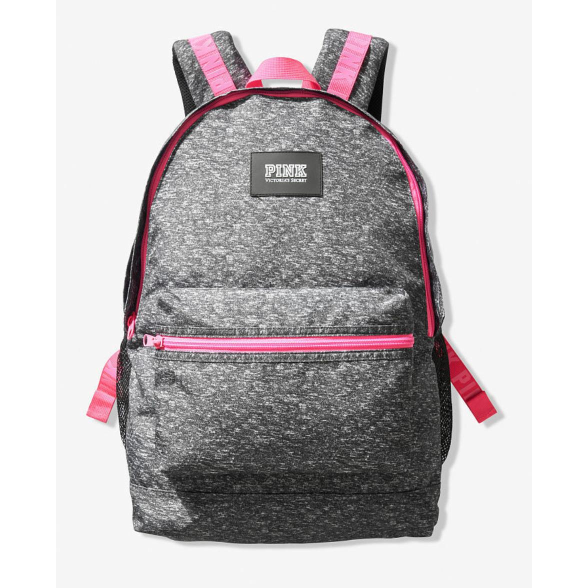 Pink Victoria`s Secret Heather Grey Pink Backpack School Campus Laptop Bag