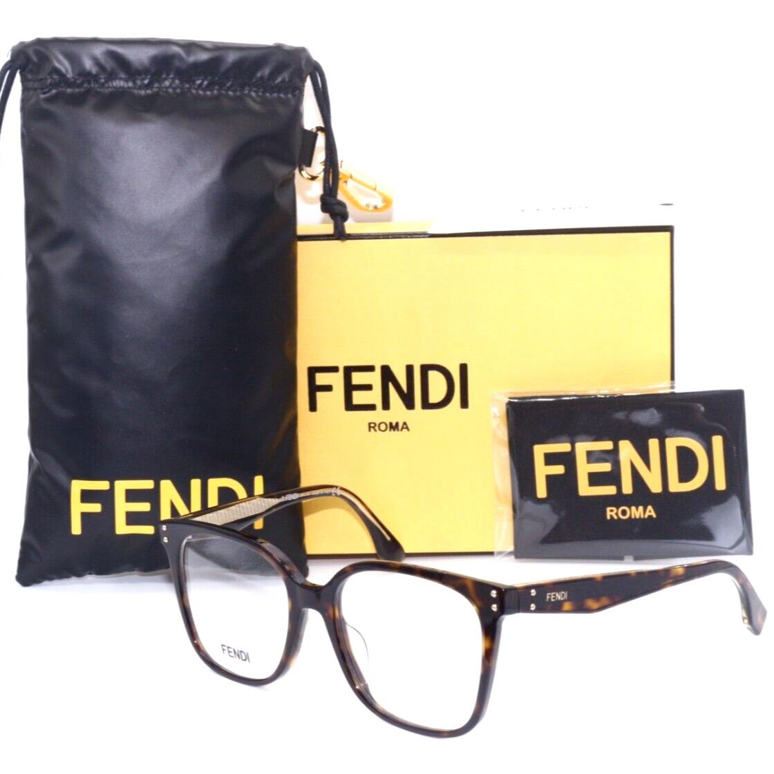 Fendi FE 50004I 052 Havana Gold Designer Frames Eyeglasses 53-17