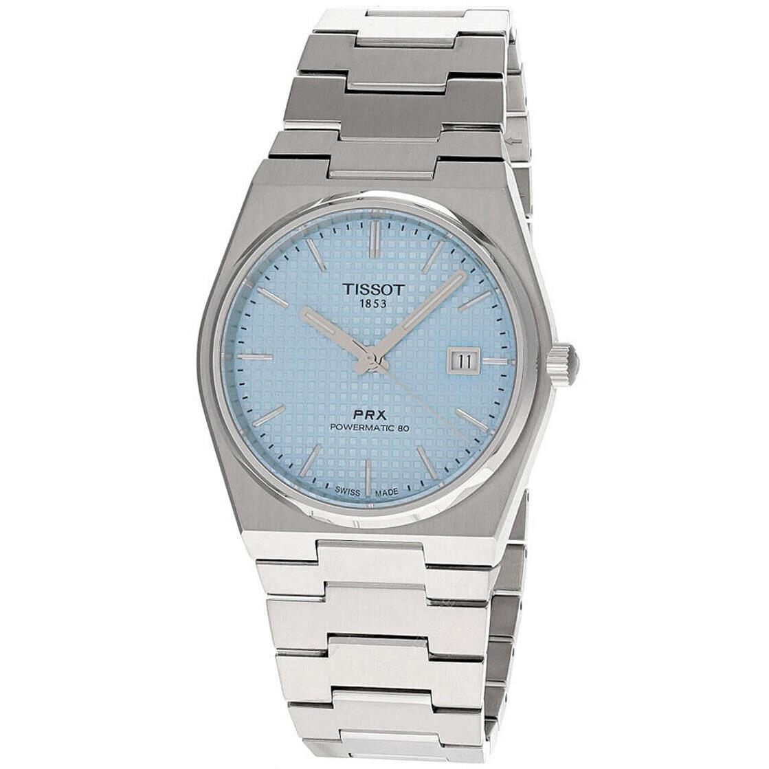 Tissot Prx Powermatic 80 40MM Ice Blue Dial Men`s Watch T137.407.11.351.00 - Ice Blue Dial, Silver Band, Silver Bezel