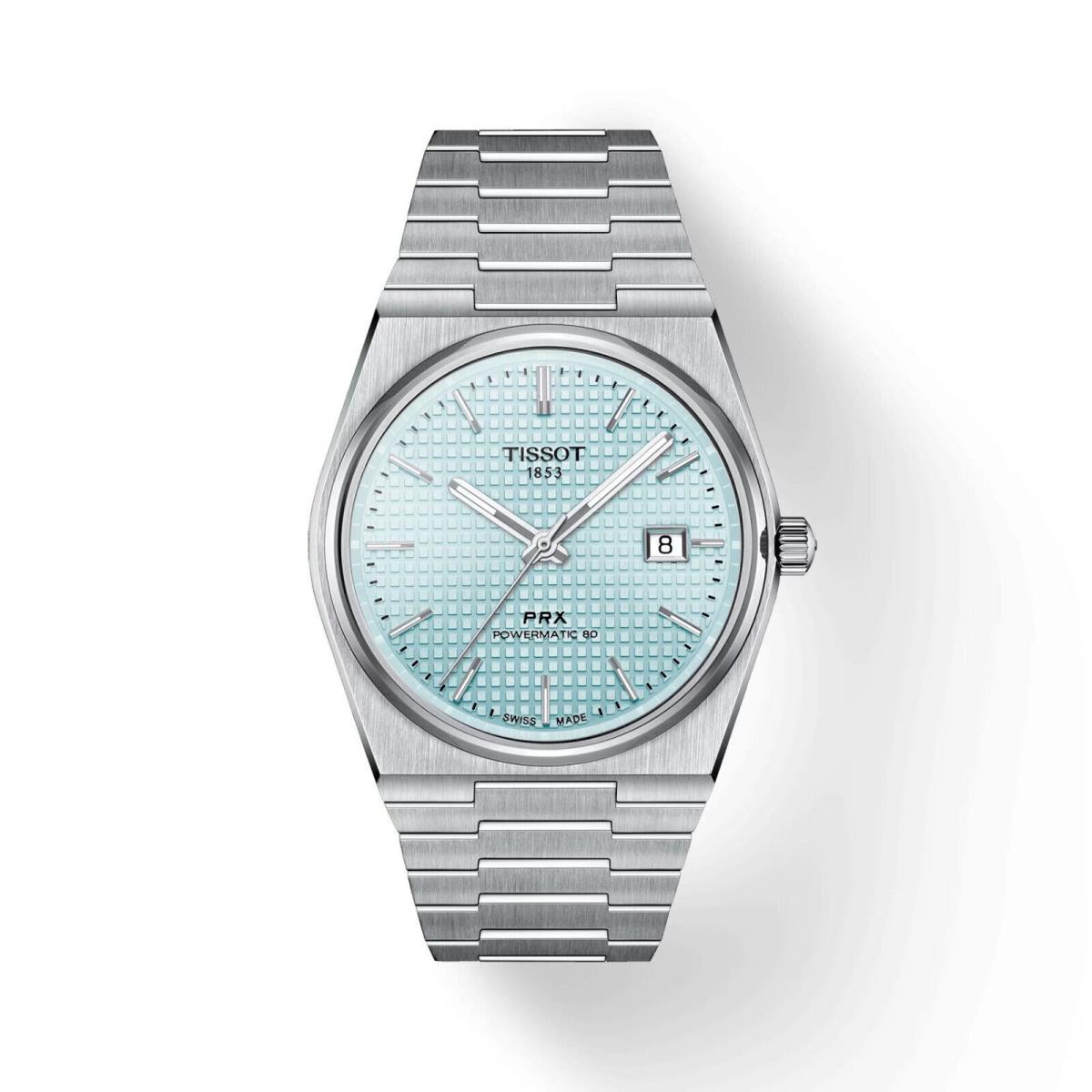 Tissot Prx Baby Blue Dial Stainless Steel Bracelet Watch T1374071135100