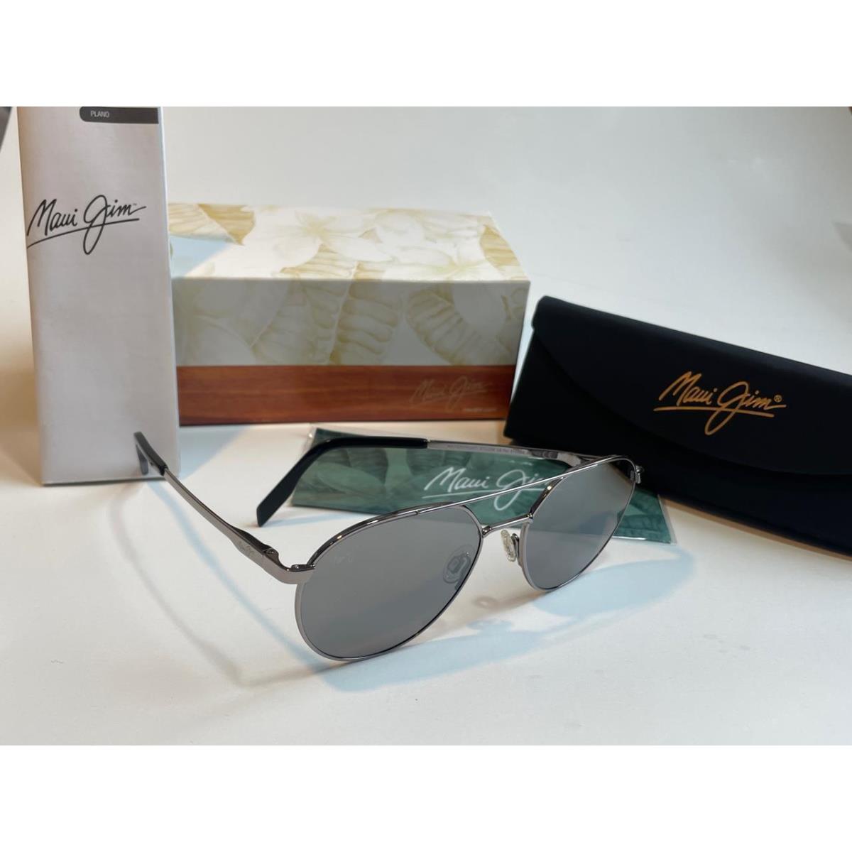 Maui Jim Waterfront Polarized Sunglasses DSB830-11 Black to Silver Mirror Glass