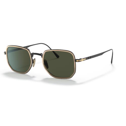 Persol PO5006ST 800831 Black Gold Square Round Men`s 47 mm Titanium Sunglasses