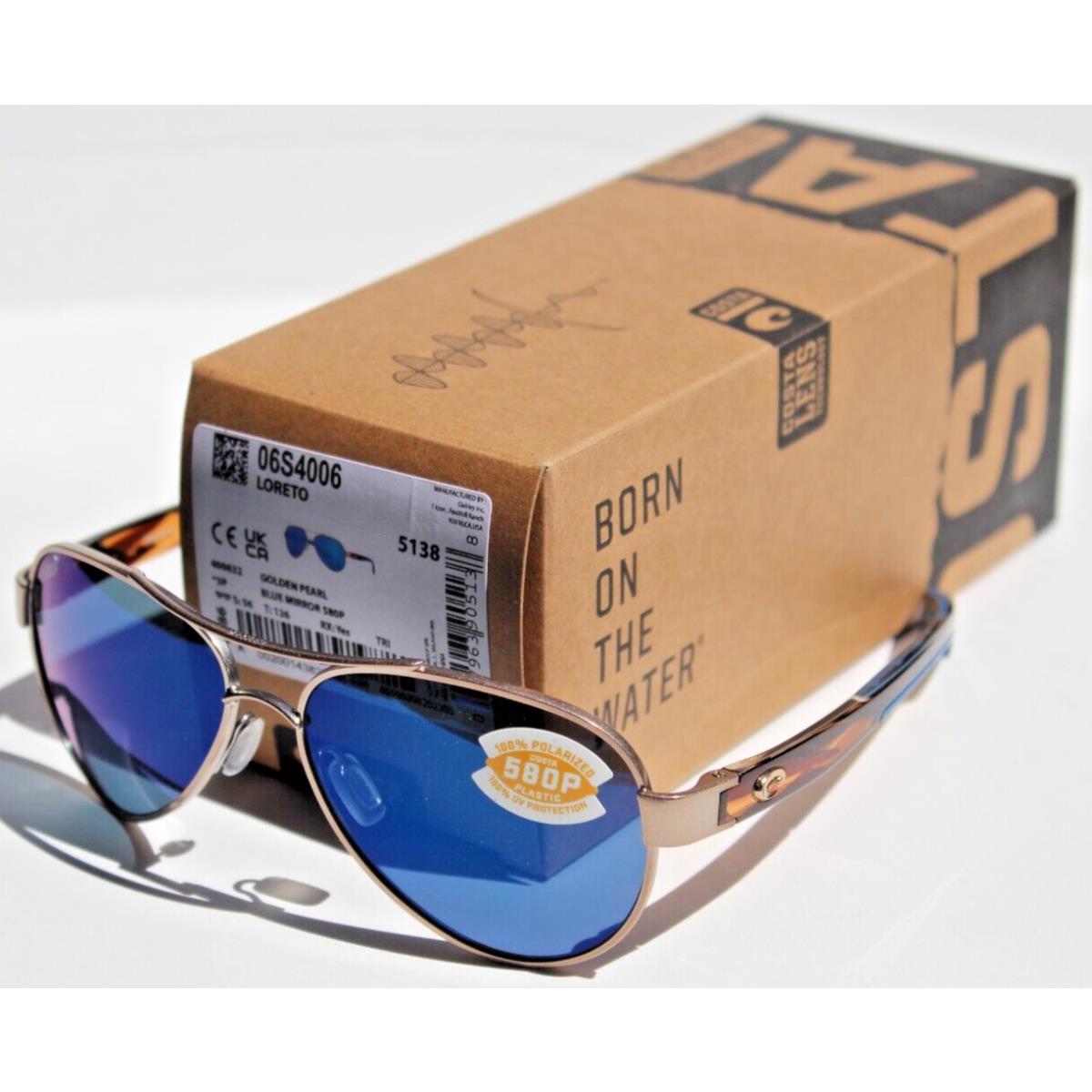 Costa Del Mar Loreto Polarized Sunglasses Golden Pearl/blue Mirror 580P