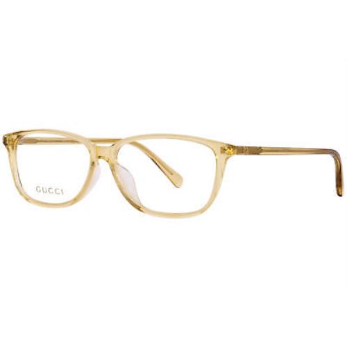 Gucci GG0757OA 004 Eyeglasses Frame Women`s Brown Full Rim Rectangle Shape 54mm