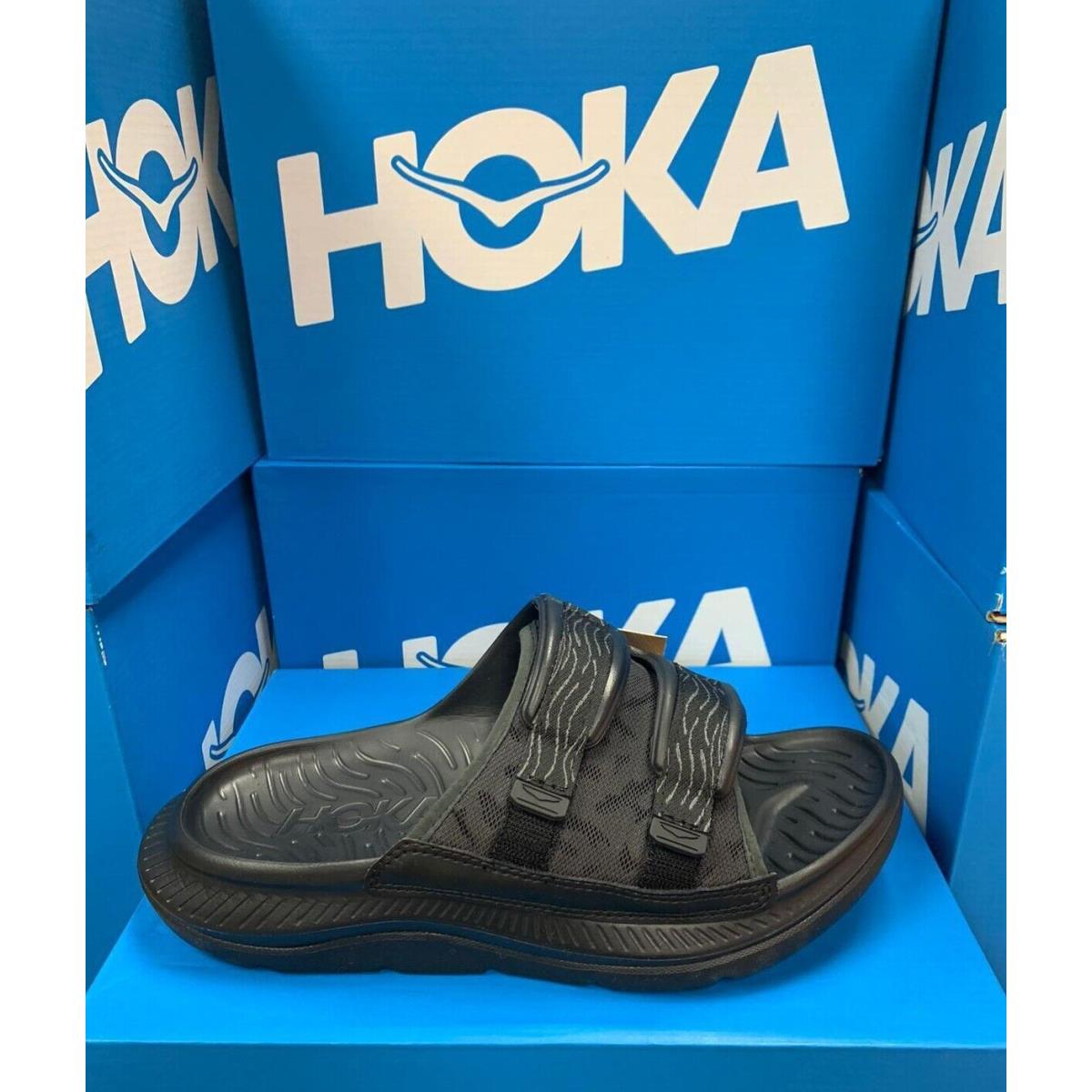 Hoka Women`s Ora Luxe Recovery Slide Black Comfort Shoes After Running 1134150