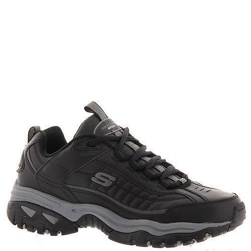 Mens Skechers After Burn Sneaker Black Grey Leather Shoes Medium/Regular