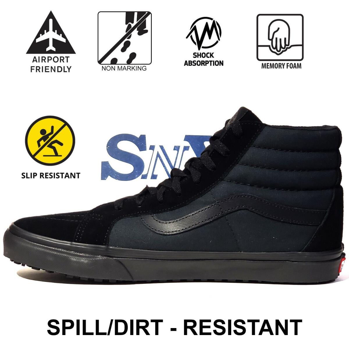 Vans Men`s Black Suede/canvas SK8-Hi Slip Resistant Work Service Skate Shoes 13M