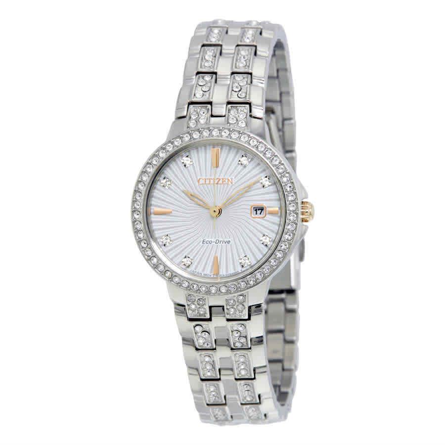 Citizen Silhouette Crystal Eco-drive Ladies Watch EW2340-58A - Dial: Silver, Band: Silver, Bezel: Silver