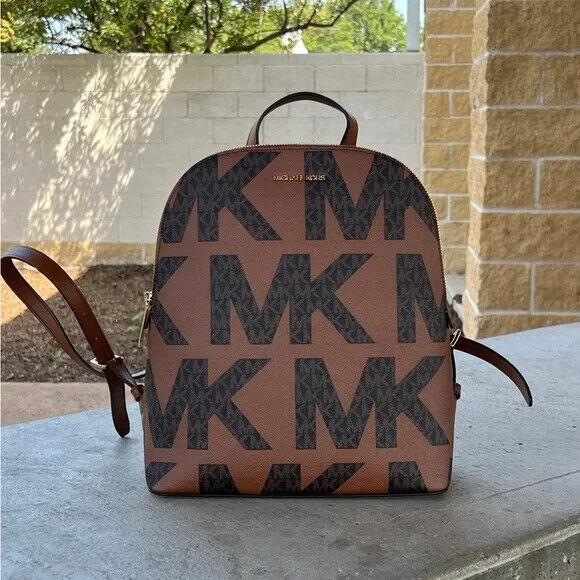 Michael Kors Cindy Graphic Large Backpack Sig Big Logo Luggage Multi