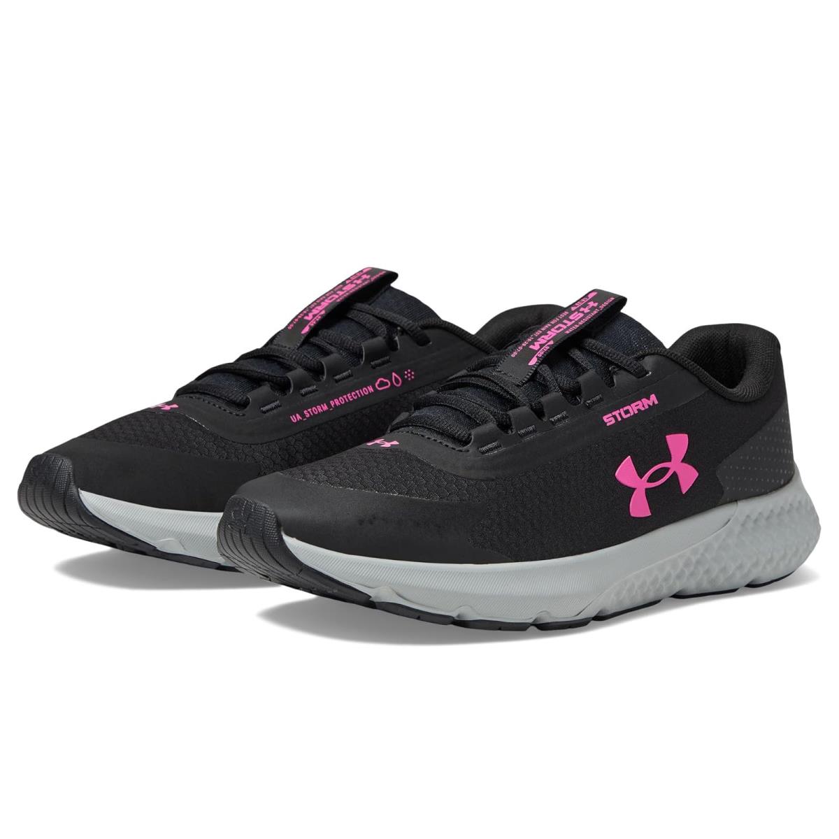 Woman`s Sneakers Athletic Shoes Under Armour Charged Rogue 3 Waterproof - Black/Jet Gray/Rebel Pink