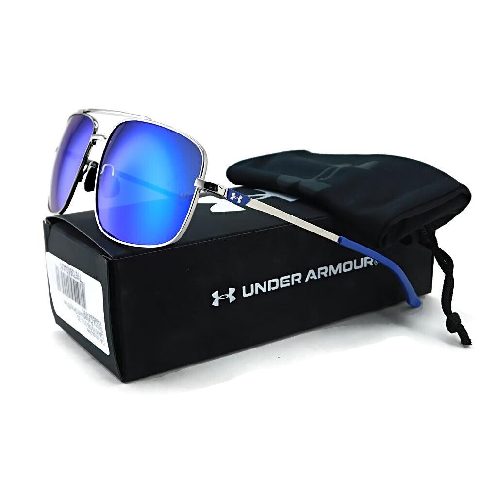 Under Armour Impulse Sunglasses Shiny Palladium / Grey Blue Mirror Lens