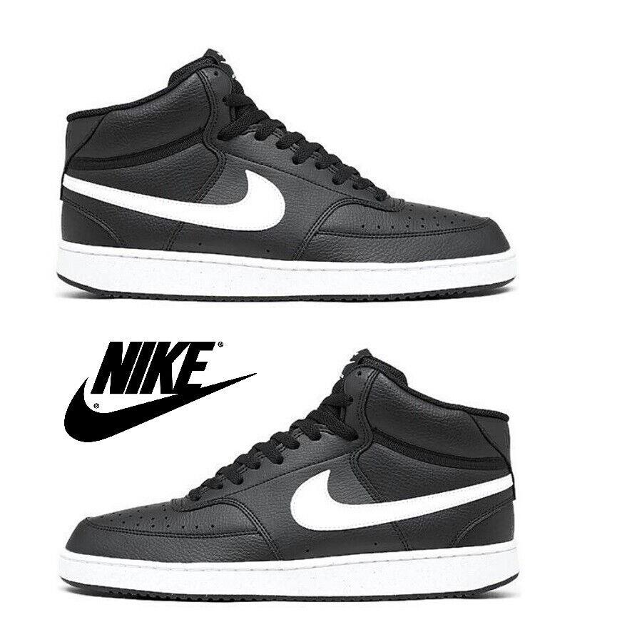 Nike Court Vision Mid Next Nature Men`s Casual Shoes Basketball Athletic Comfort - Black , Black/White/Black Manufacturer