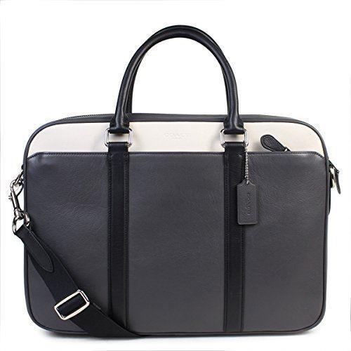 Coach Men`s Briefcase Business Bag Leather Perry Slim Brief Lly
