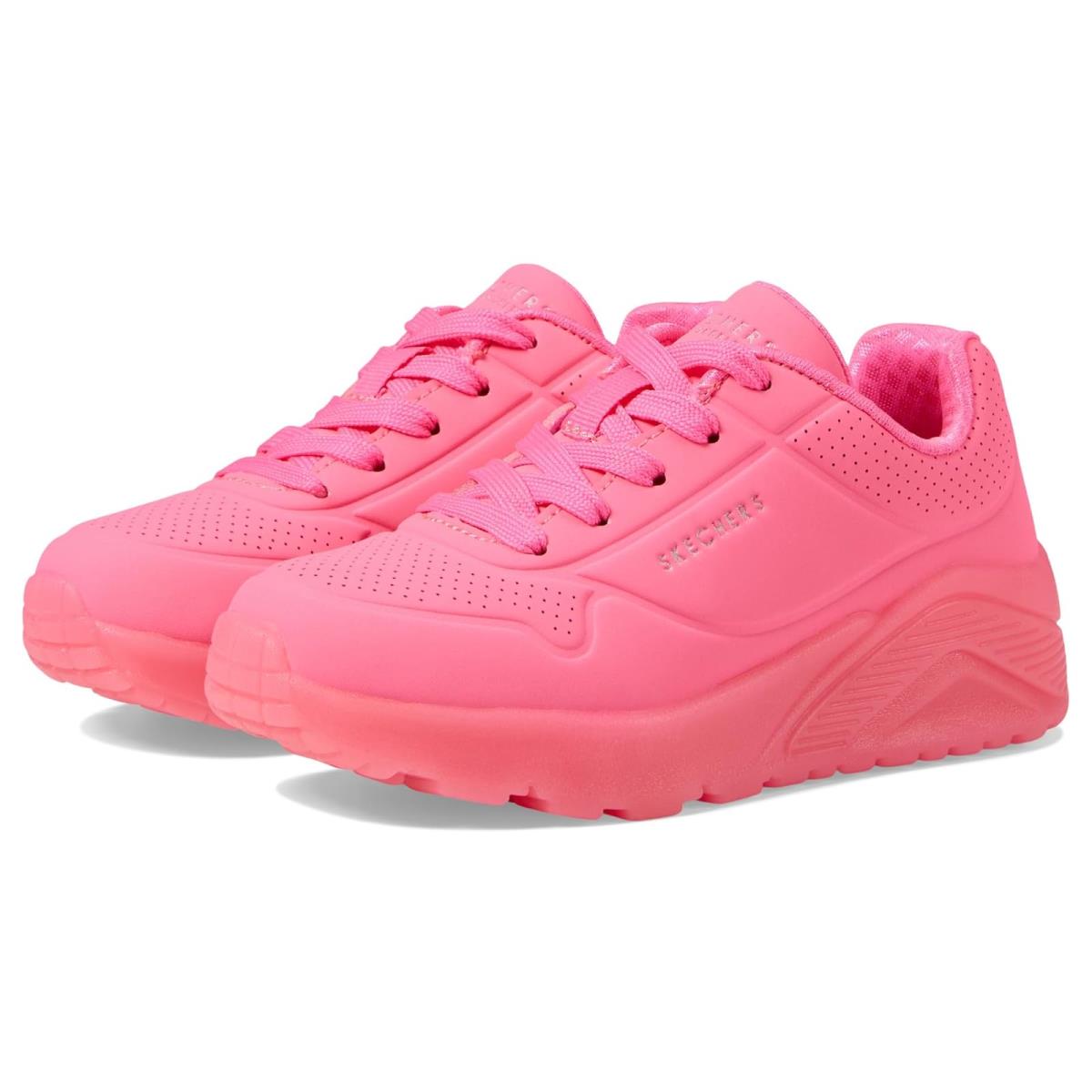 Girl`s Shoes Skechers Kids Street - Uno Ice 310449L Little Kid/big Kid - Neon Pink