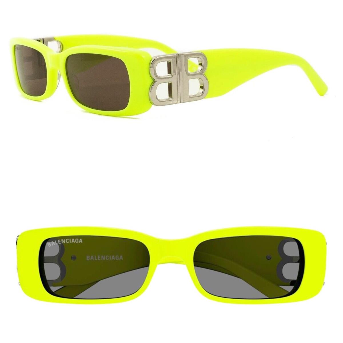 Balenciaga Dynasty 0096 Neon Fluo Yellow 008 Fashion BB Narrow Sunglasses BB0096