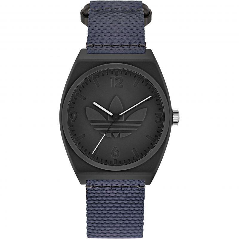 Adidas Originals Project Two Solar Powered Watch/silicone Blue/stainless Steel Black