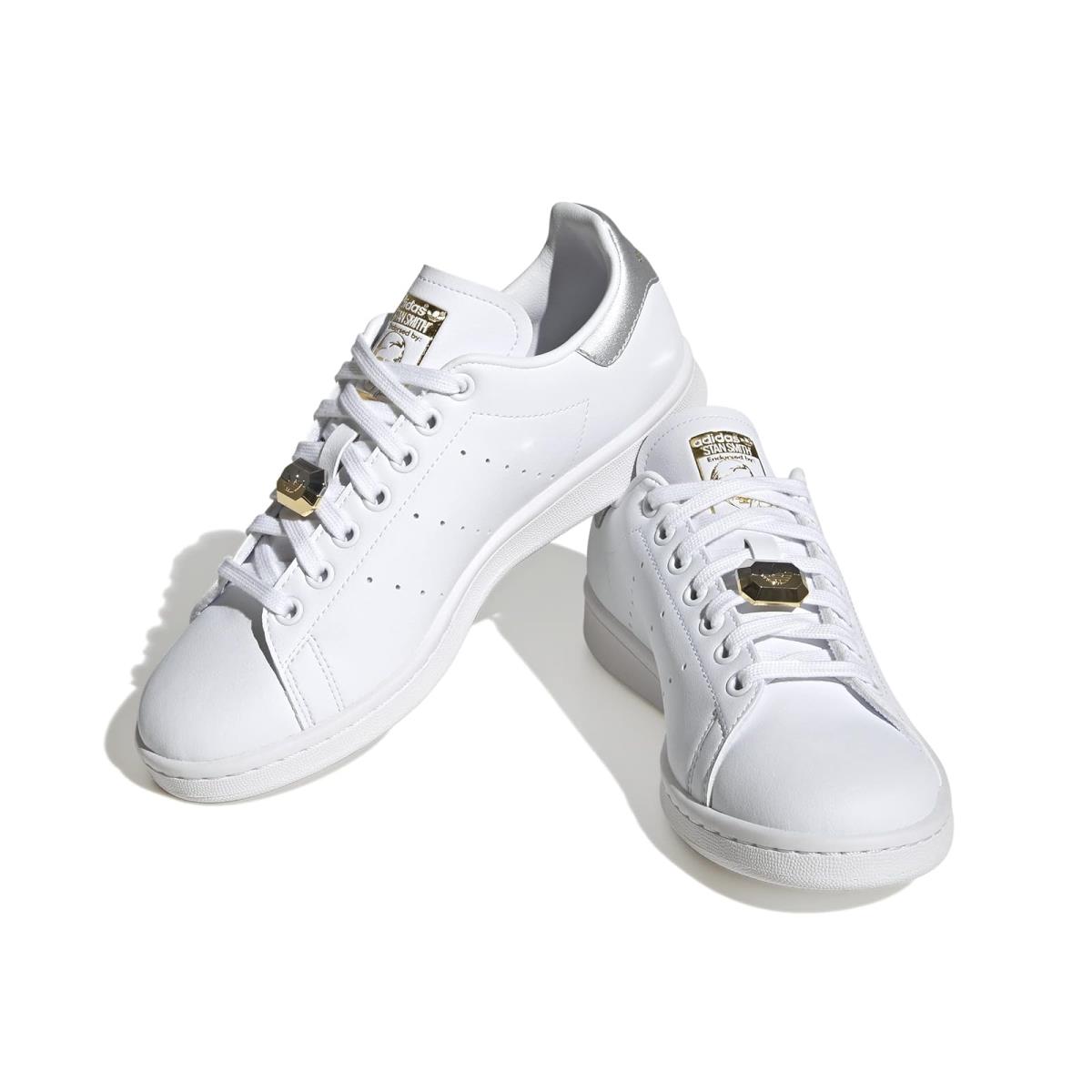 Woman`s Sneakers Athletic Shoes Adidas Originals Stan Smith White/Silver Metallic/Gold Metallic