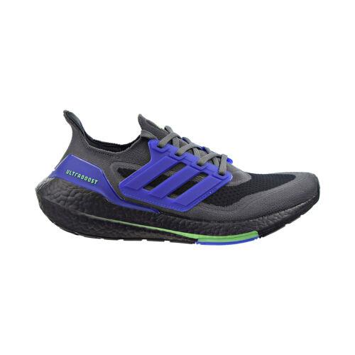 Adidas Ultraboost 21 Men`s Shoes Grey Five-core Black-screaming Green S23871 - Grey Five-Core Black-Screaming Green